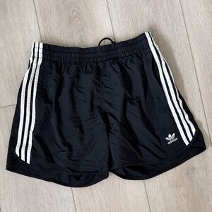 adidas Black Athletic Shorts with White Stripes